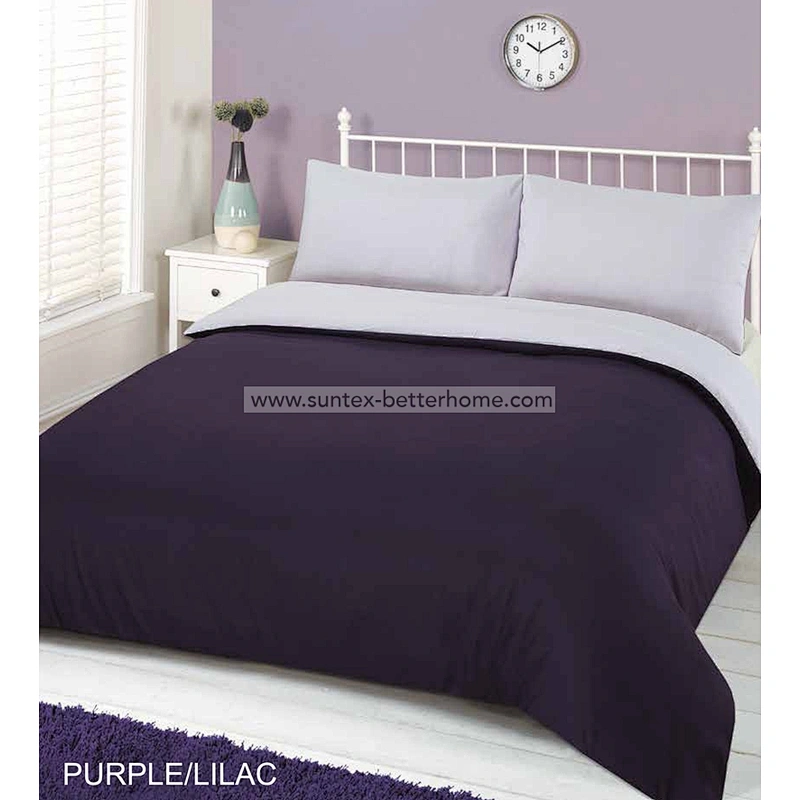 Two Tone Reversible Duvet Cover Set Polyester Microfiber Home Bedding Set