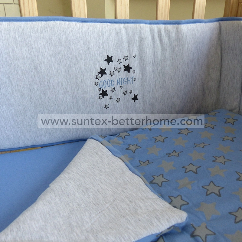 Baby Crib Nursery 100%Cotton Jersey Baby Bed Bumper Bedding Crib Sheet Set