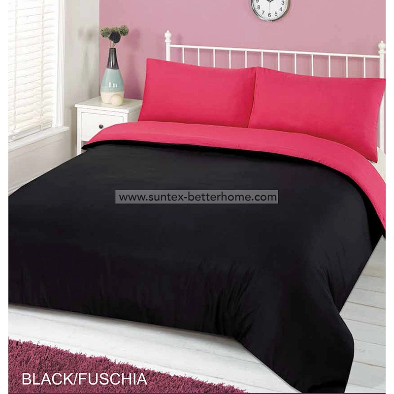 Two Tone Reversible Duvet Cover Set Polyester Microfiber Home Bedding Set