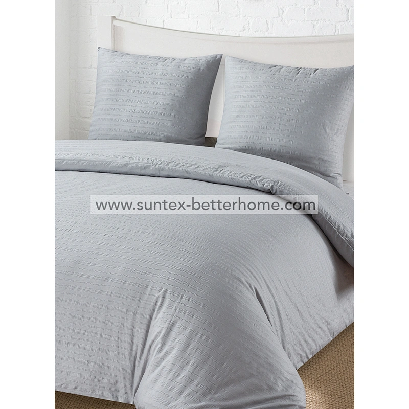 Accueil Linge de lit en relief Seersucker Housse de couette en microfibre Ensemble de literie