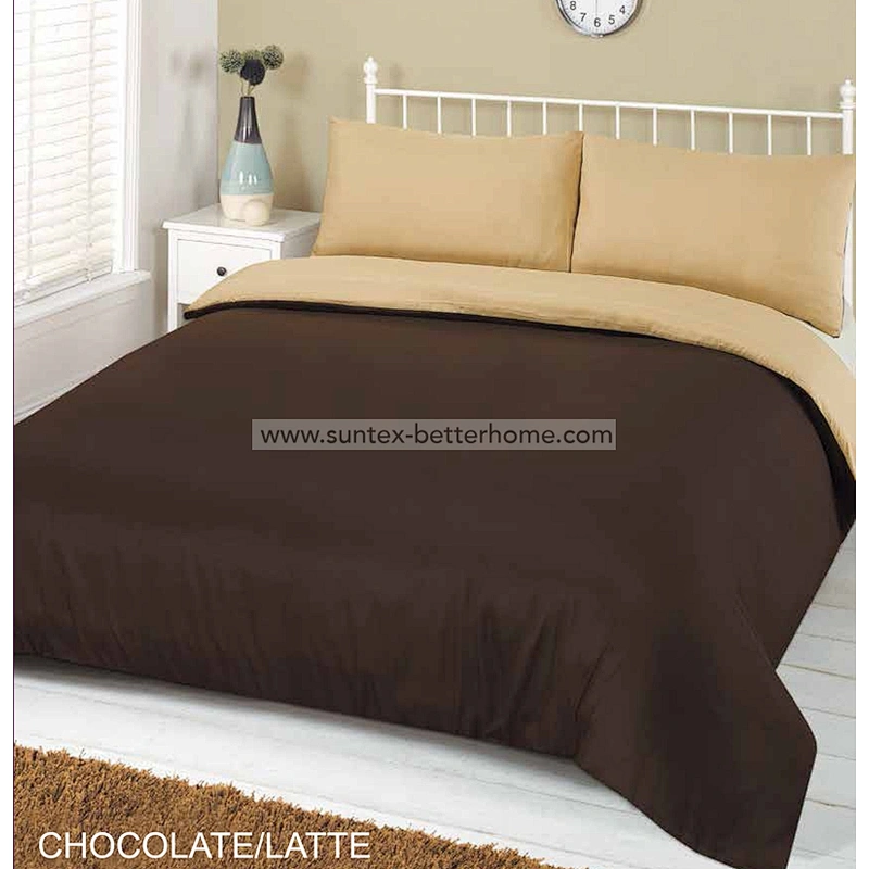 Two Tone Reversible Duvet Cover Set Polyester Microfiber Home Bedding Set