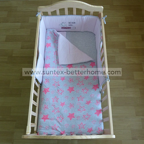 Wholesale 100% Cotton Jersey Baby Crib Bedding Set 3PCS Crib Bumper Set