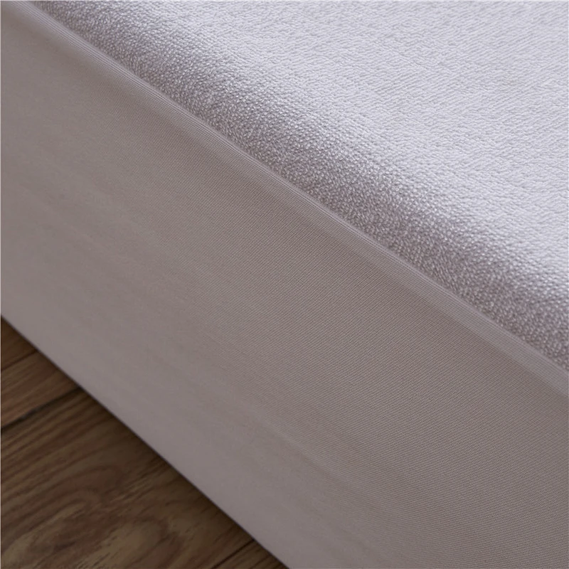 Funda de colchón de cama de tela de felpa de algodón 100% Protector de colchón impermeable
