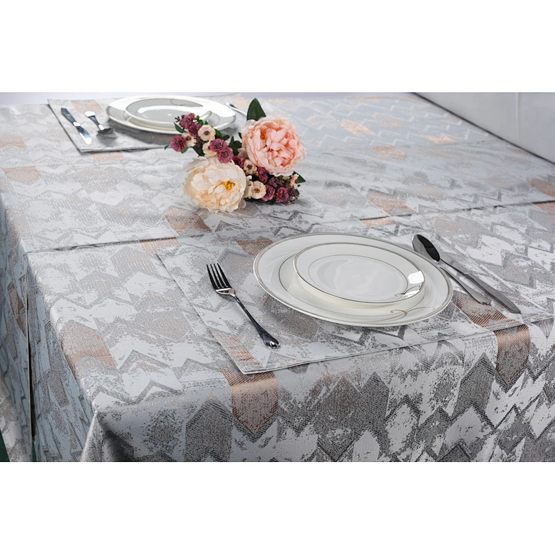 Jacquard table cover dinning table runner and table cloth set with table placemat