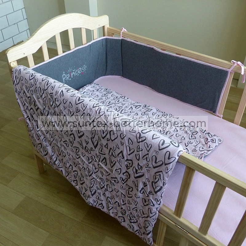 100% Cotton Jersey Baby Crib Bumper Fitted Sheet Baby Quilt 3PCS Baby Crib Bedding Set