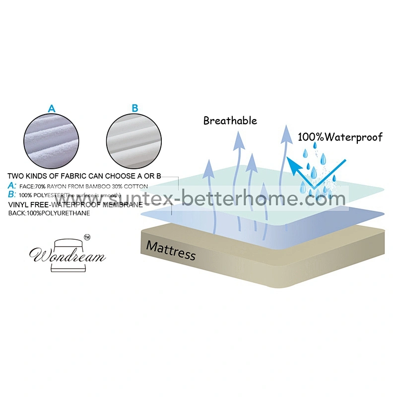 Housse de matelas en coton en bambou en tissu éponge Housse de matelas imperméable