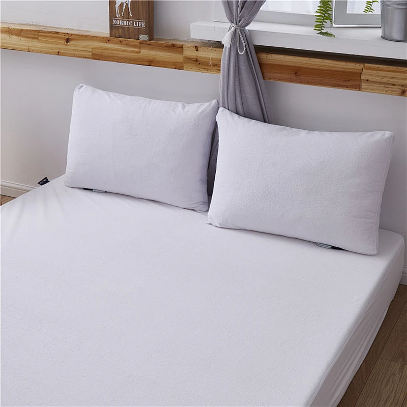 Funda de colchón de cama de tela de felpa de algodón 100% Protector de colchón impermeable