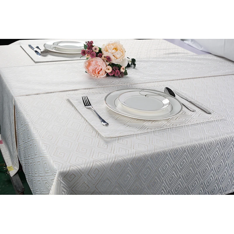 Juego de mantel y mantel de mesa 100% poliéster jacquard de mesa