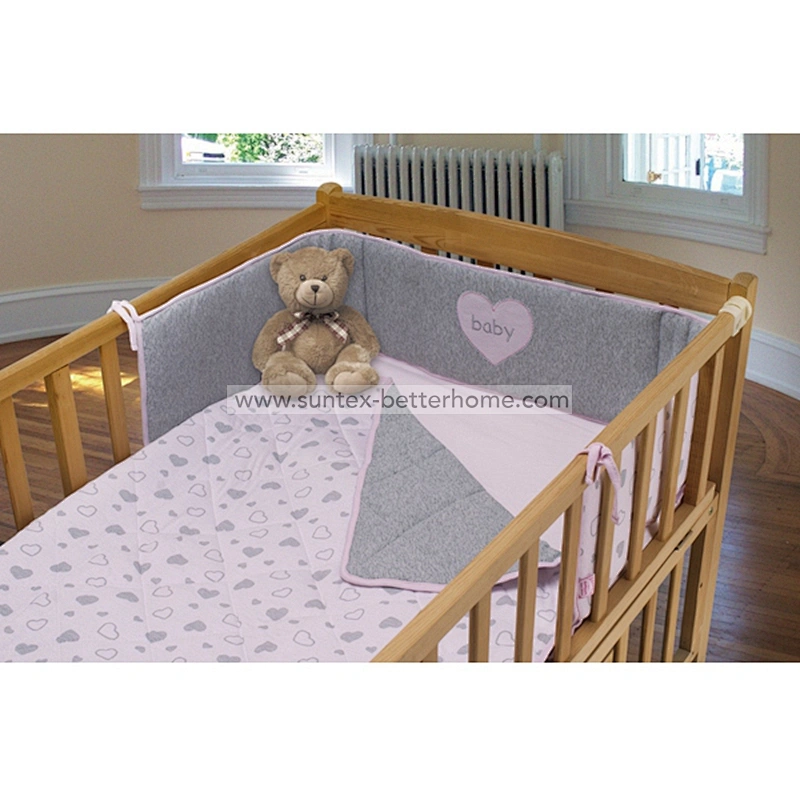 Custom 100% Cotton Jersey Crib Sheet Baby Bedding Set with Crib Bumper