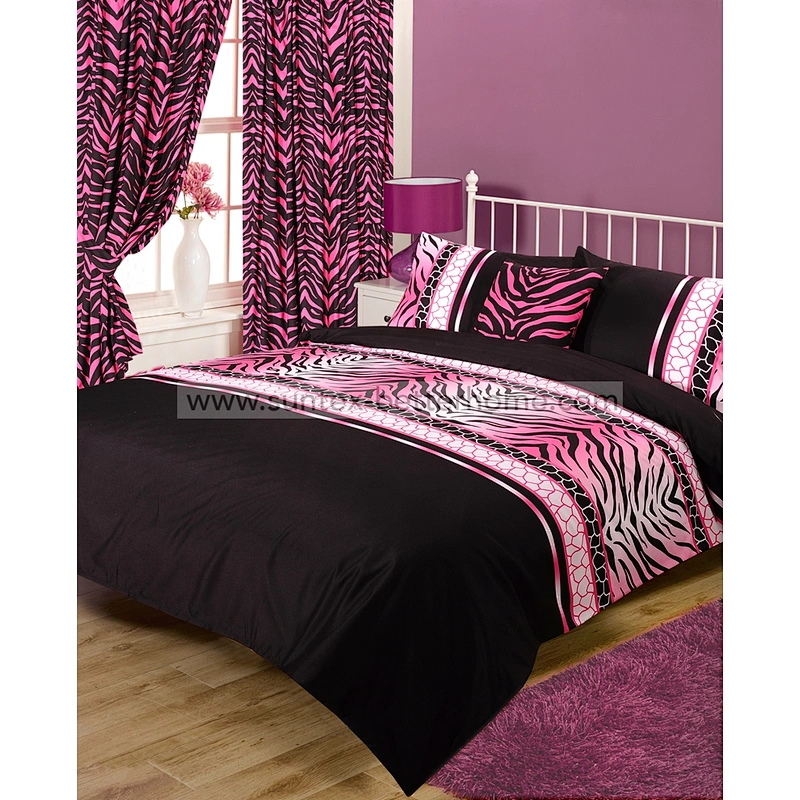 Prix pas cher 100% polyester microfibre maison housse de couette ensemble de literie avec rideau