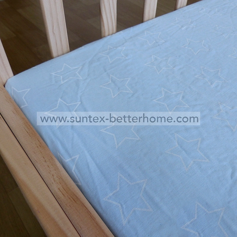 Custom Stars Printed 100% Cotton Muslin Baby Waterproof Fitted Crib Sheet