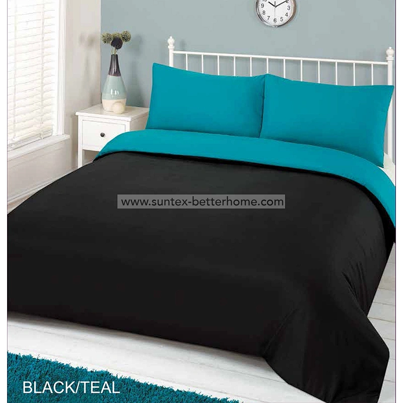 Two Tone Reversible Duvet Cover Set Polyester Microfiber Home Bedding Set