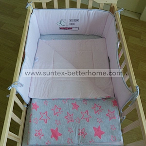 Wholesale 100% Cotton Jersey Baby Crib Bedding Set 3PCS Crib Bumper Set