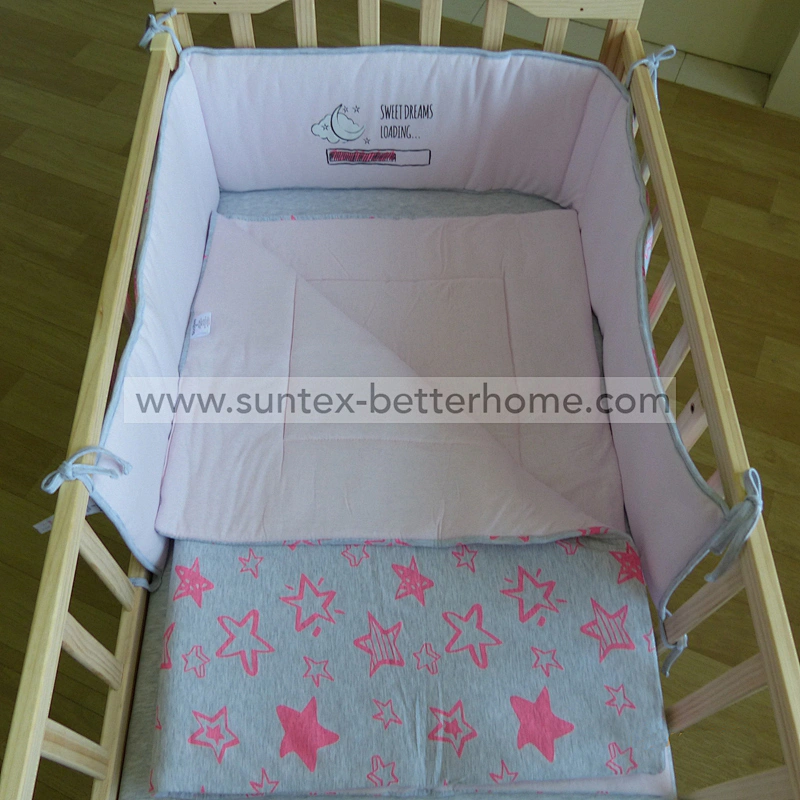 Wholesale 100% Cotton Jersey Baby Crib Bedding Set 3PCS Crib Bumper Set