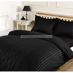 Premium Satin Striped 100%Polyester Microfiber Fitted Bed Sheet Bedding Set