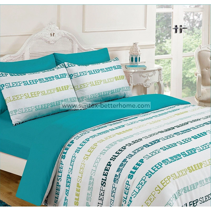 Printed 100%Polyester Microfiber Fabric Fitted Bed Sheet Duvet Cover Bedding Set