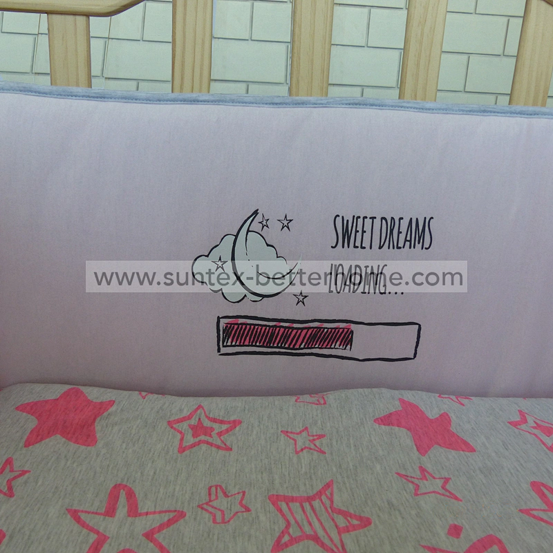 Venta al por mayor 100% algodón Jersey Baby Crib Bedding Set 3PCS Crib Bumper Set