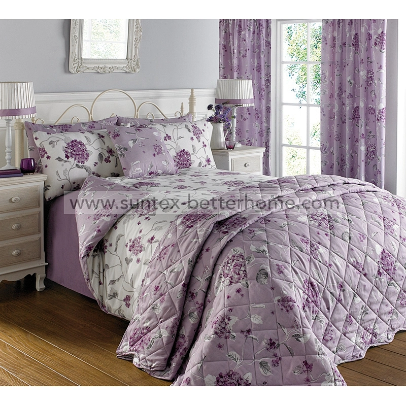 Luxury Microfiber Duvet Cover Bedspread Set Floral Printed Bedding Set with Curtains