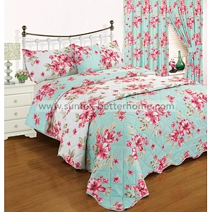 Brushed Microfiber Pillowcases Cushion Duvet Cover Bedspread Set 7pcs Bedding Set with Curtains