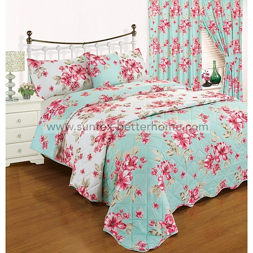 Brushed Microfiber Pillowcases Cushion Duvet Cover Bedspread Set 7pcs Bedding Set with Curtains