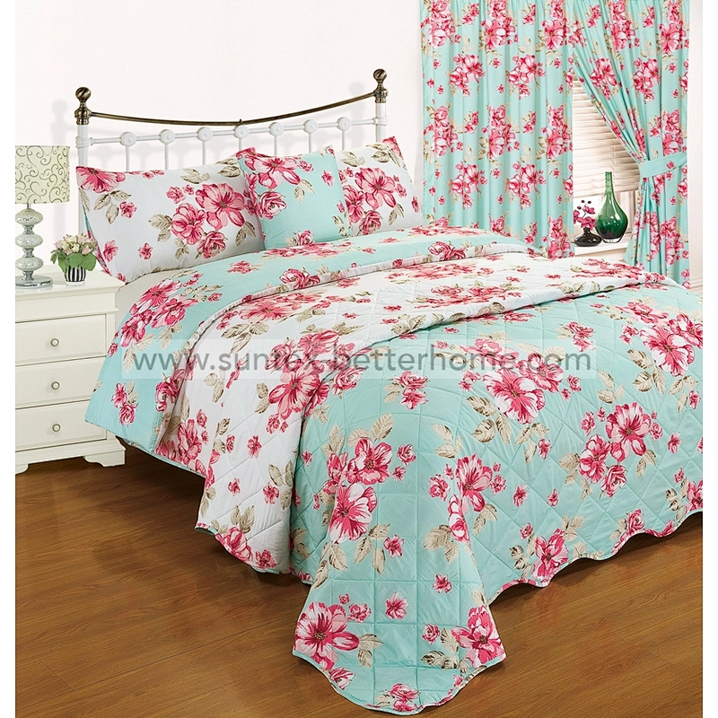 Taies d'oreiller en microfibre brossée Coussin Housse de couette Couvre-lit Set 7pcs Literie avec rideaux