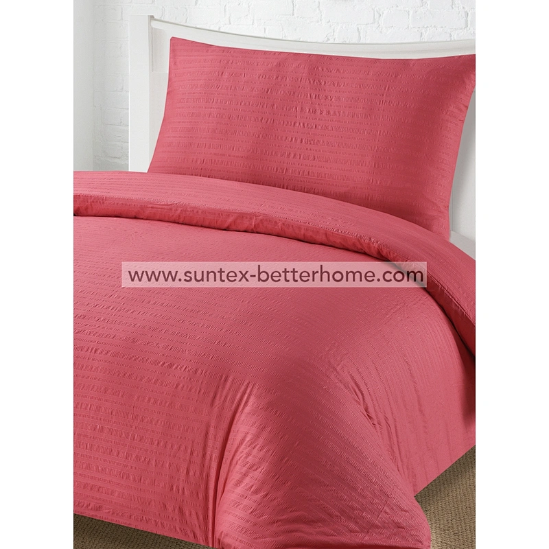 Accueil Linge de lit en relief Seersucker Housse de couette en microfibre Ensemble de literie