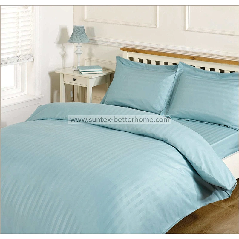 Premium Satin Striped 100%Polyester Microfiber Fitted Bed Sheet Bedding Set