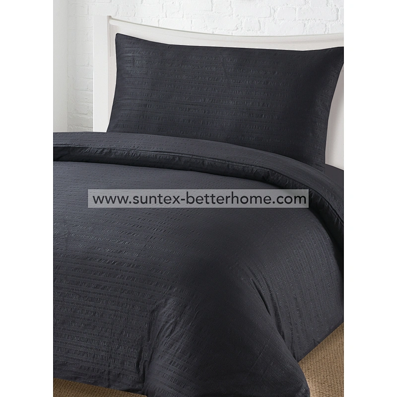Accueil Linge de lit en relief Seersucker Housse de couette en microfibre Ensemble de literie