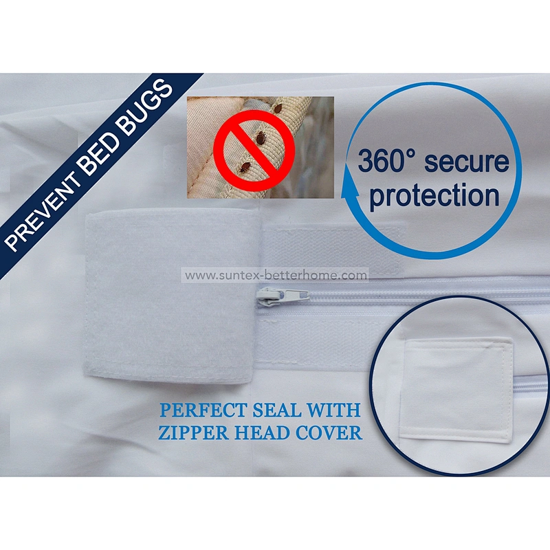 100%Polyester Knitted Fabric Waterproof Mattress Encasement with Zipper