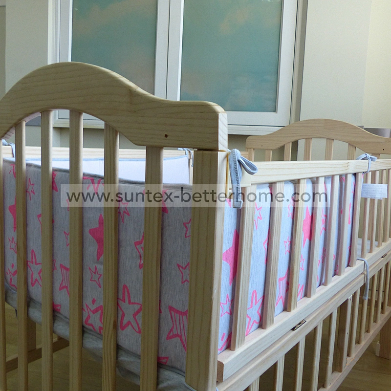Venta al por mayor 100% algodón Jersey Baby Crib Bedding Set 3PCS Crib Bumper Set