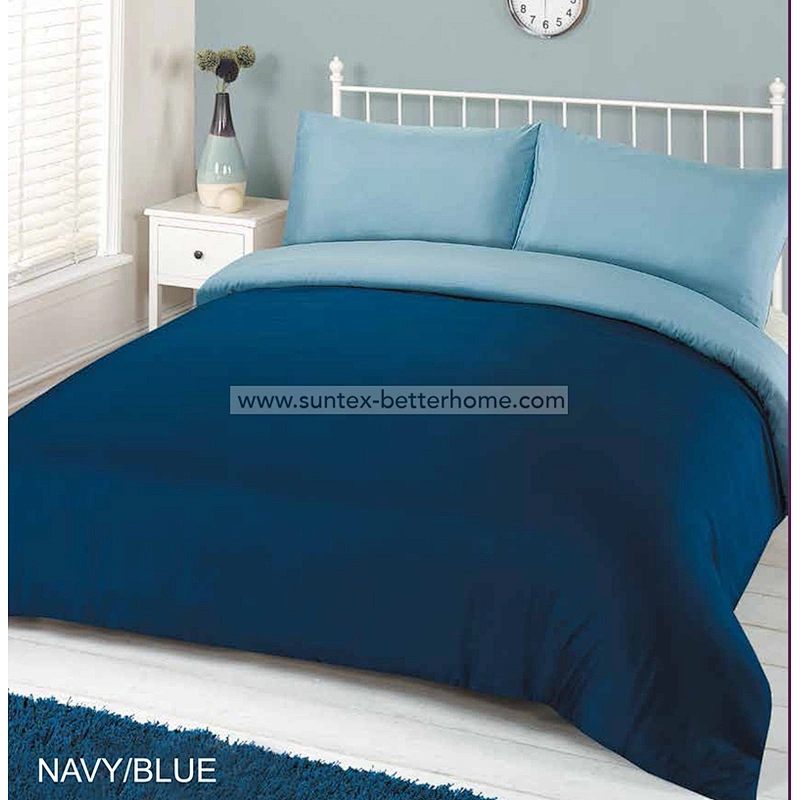Two Tone Reversible Duvet Cover Set Polyester Microfiber Home Bedding Set
