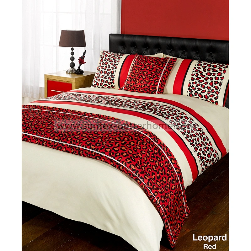 Leopard 100%Polyester Home bedding set duvet cover pillowcases bed runner and cushion set