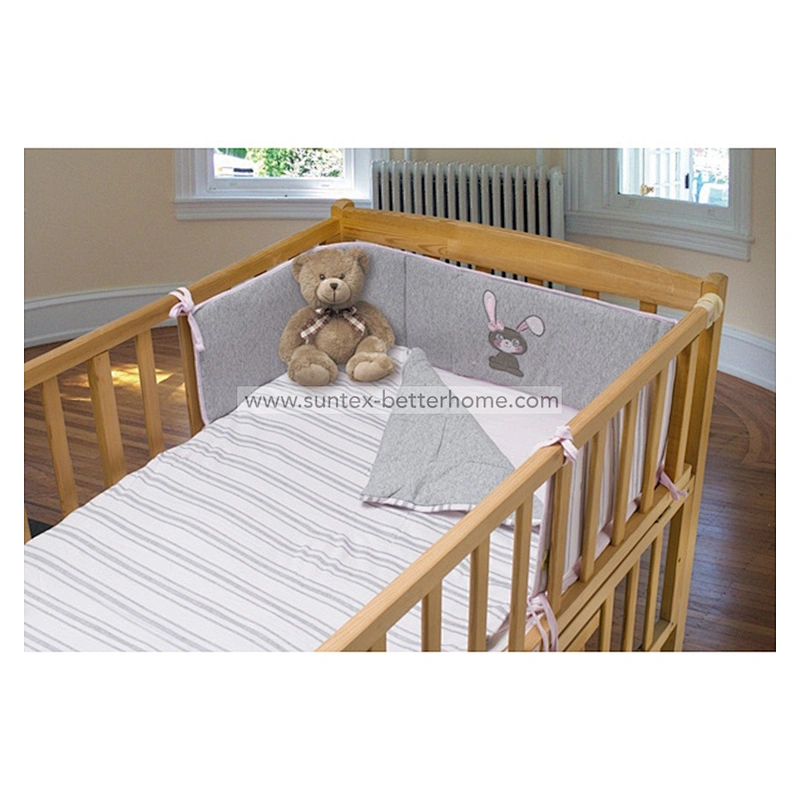 Juego de parachoques de cuna de jersey de algodón 100% Juego de cama de cuna para bebé