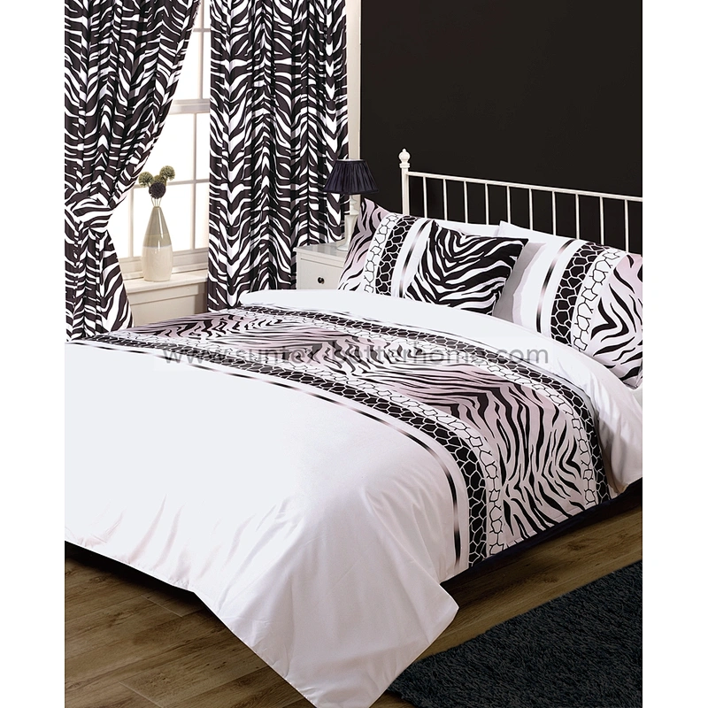 Prix pas cher 100% polyester microfibre maison housse de couette ensemble de literie avec rideau