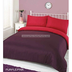 Two Tone Reversible Duvet Cover Set Polyester Microfiber Home Bedding Set