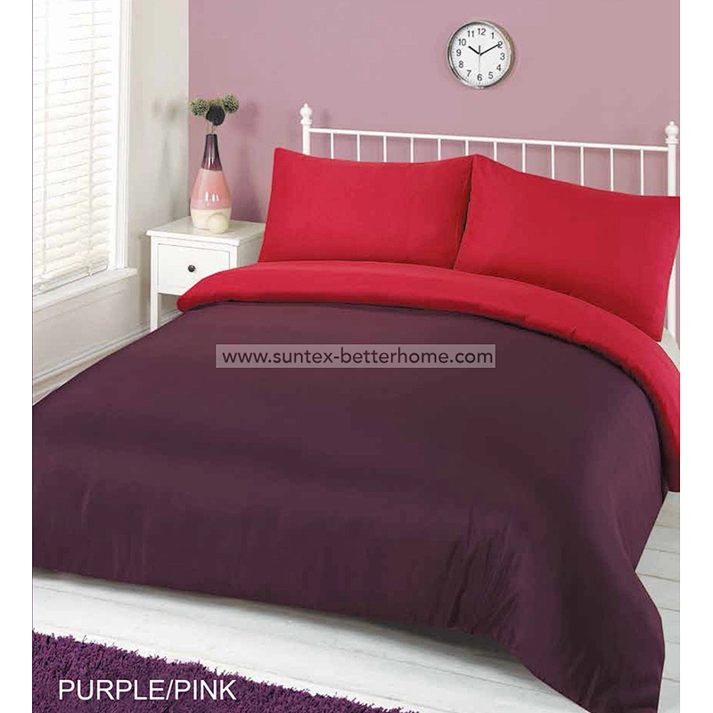 Two Tone Reversible Duvet Cover Set Polyester Microfiber Home Bedding Set