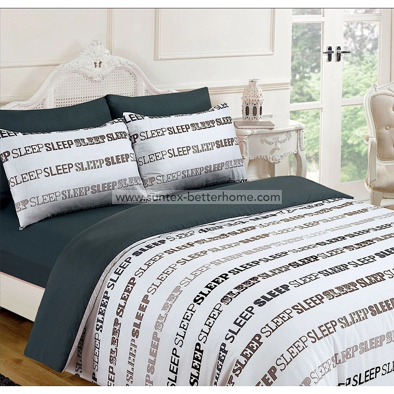 Printed 100%Polyester Microfiber Fabric Fitted Bed Sheet Duvet Cover Bedding Set