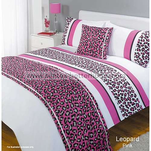 Leopard 100%Polyester Home bedding set duvet cover pillowcases bed runner and cushion set
