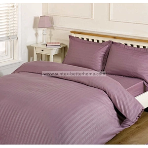 Premium Satin Striped 100%Polyester Microfiber Fitted Bed Sheet Bedding Set
