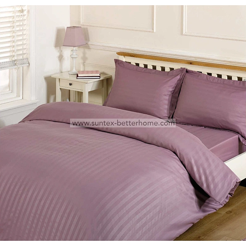 Premium Satin Striped 100%Polyester Microfiber Fitted Bed Sheet Bedding Set