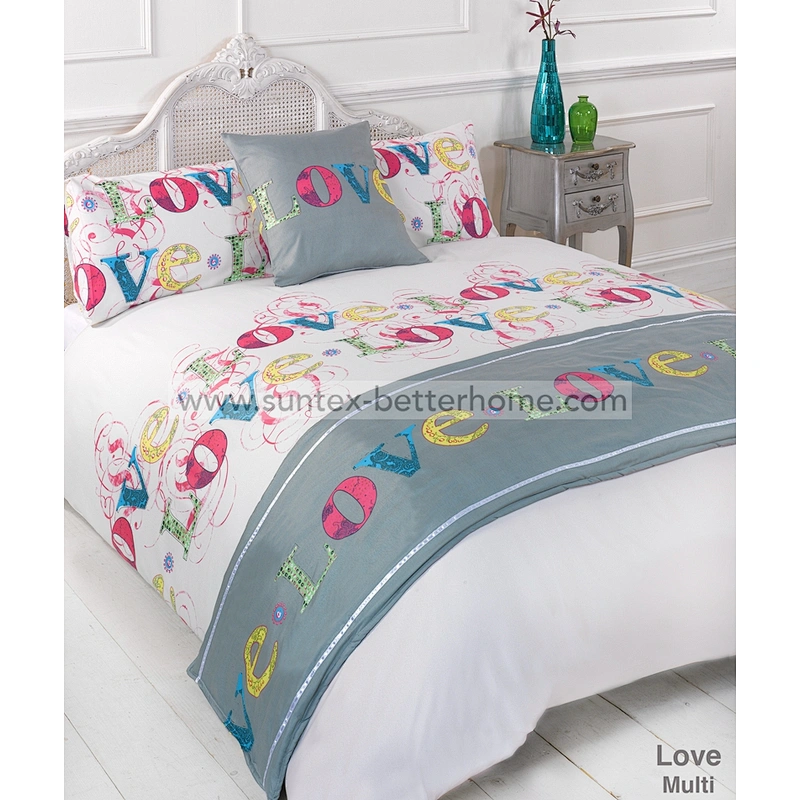 5pcs Printed duvet cover set bed runner and cushion home bedding set