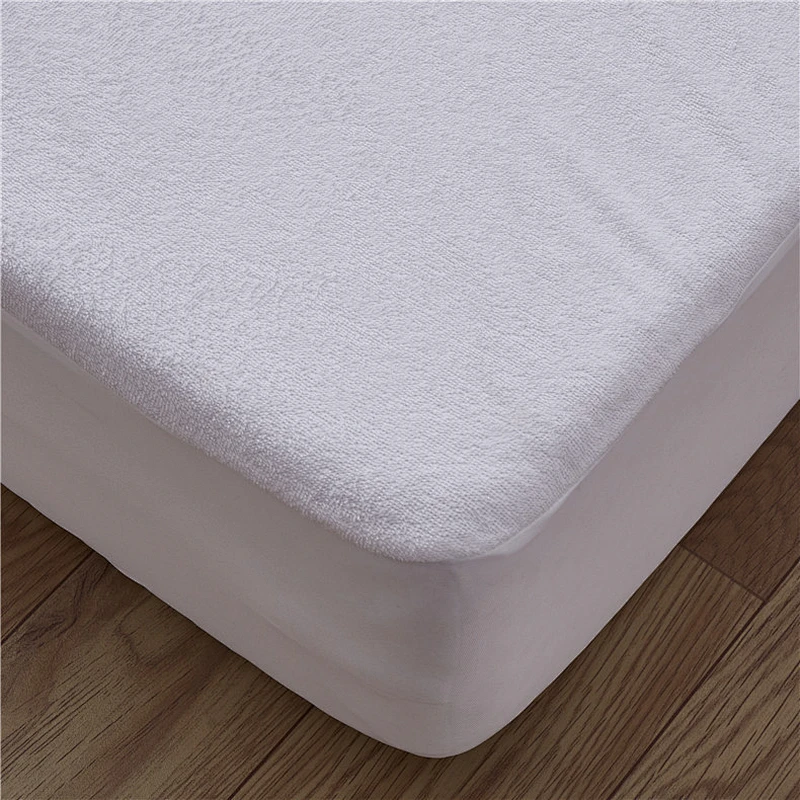 Funda de colchón de cama de tela de felpa de algodón 100% Protector de colchón impermeable