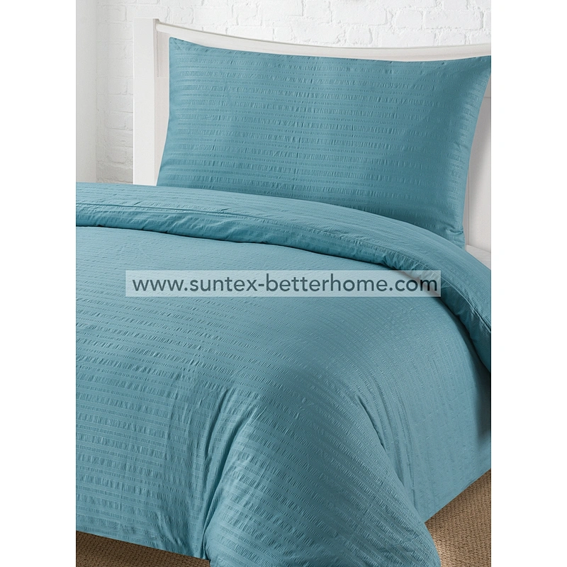 Accueil Linge de lit en relief Seersucker Housse de couette en microfibre Ensemble de literie