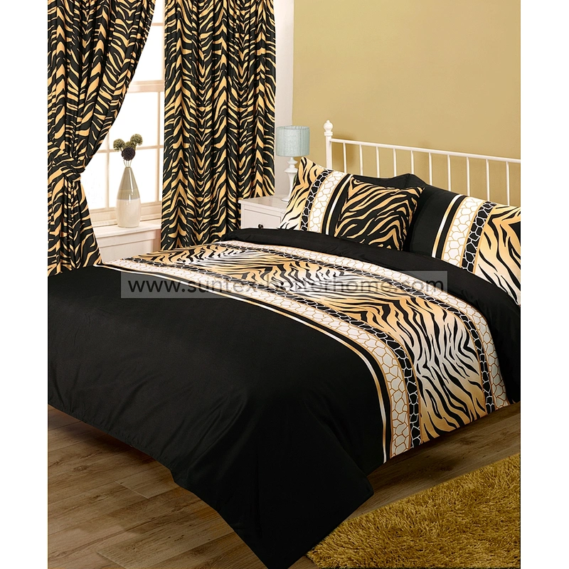 Prix pas cher 100% polyester microfibre maison housse de couette ensemble de literie avec rideau