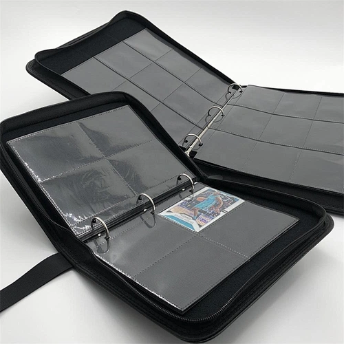 4 9 Pocket Binder Album Zipper 1 Inch 3 Ring 4 9 Pocket Leather Binder AP-10 Toploader