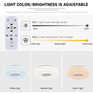 Wholesale price plastic iron modern 2.4G dimmable bedroom decorative round led ceiling light