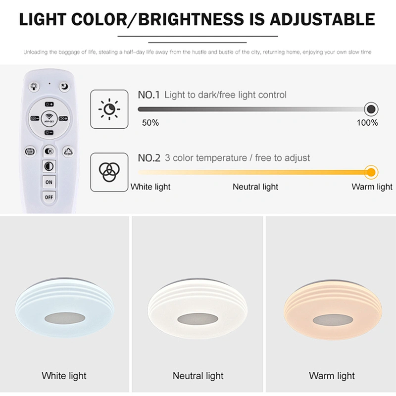 Wholesale price plastic iron modern 2.4G dimmable bedroom decorative round led ceiling light