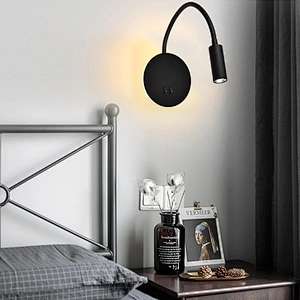 Modern design spot light white black aluminum iron bedroom hotel room round 7w led wall lamp