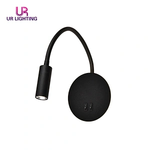 Modern design spot light white black aluminum iron bedroom hotel room round 7w led wall lamp