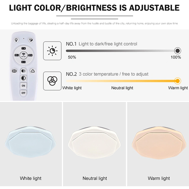 Factory direct OEM bedroom balcony living room indoor modern 2.4G dimmable round led ceiling light
